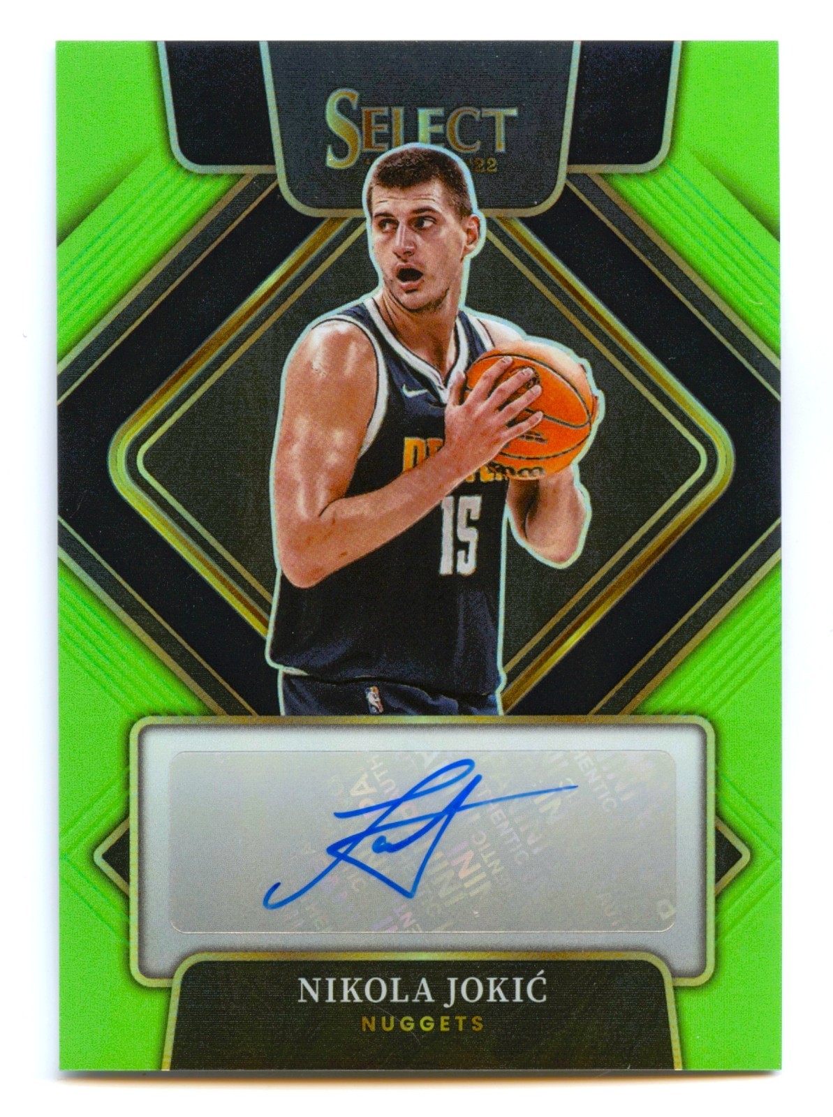 NIKOLA JOKIC 2021-22 PANINI SELECT NEON GREEN PRIZM REFRACTOR AUTO AUTOGRAPH /99