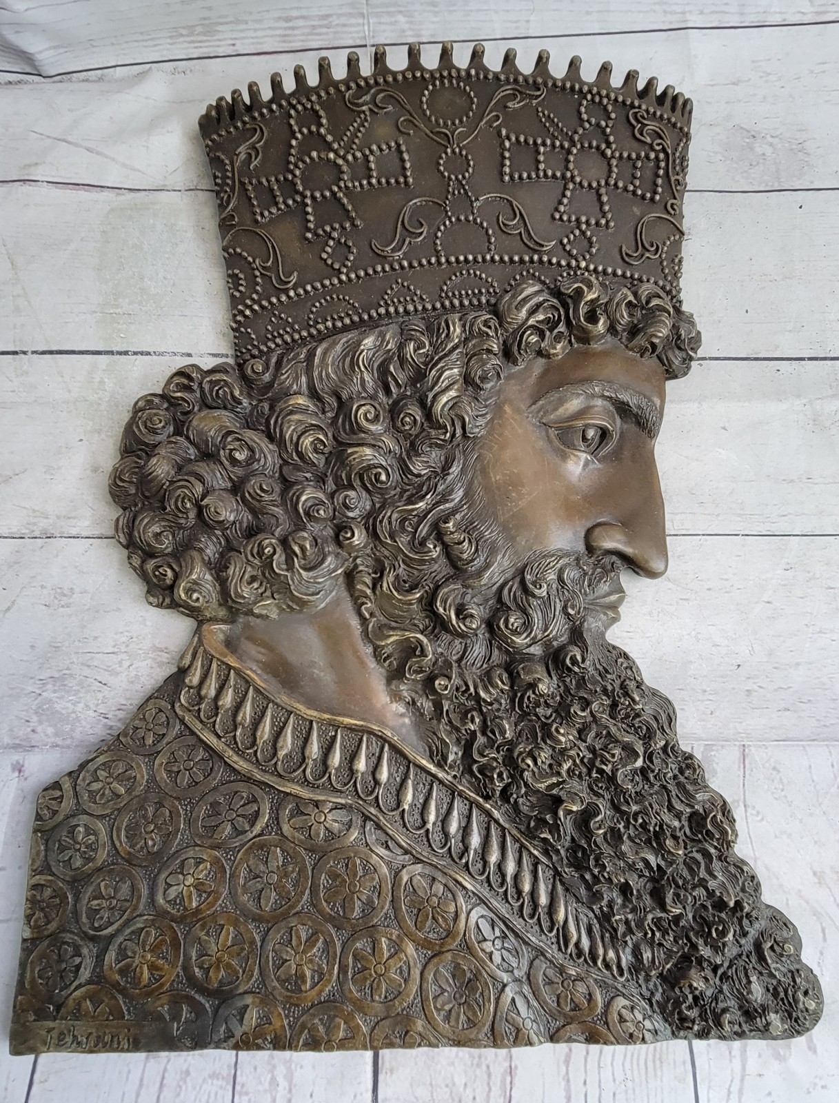 Extra Large Bronze Original Persian Artist Tehrani Cyrus The Great Wall Mount