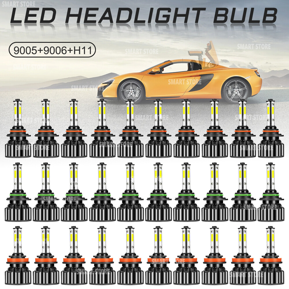 60PCS 9005+9006+H11 LED Headlight Hi/Low Beam Bulb 6500K 7000W 98000LM Fog Light