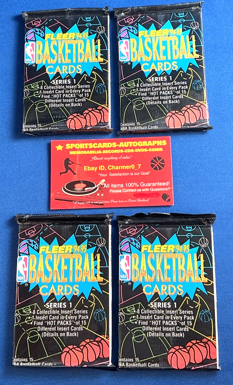 1994-95 FLEER BASKETBALL VINTAGE /Series 1/ Factory Sealed 4 Pack Lot /+Coupon 1994-95 FLEER BASKETBALL VINTAGE /Series 1/ Factory Sealed 4 Pack Lot /+Coupon