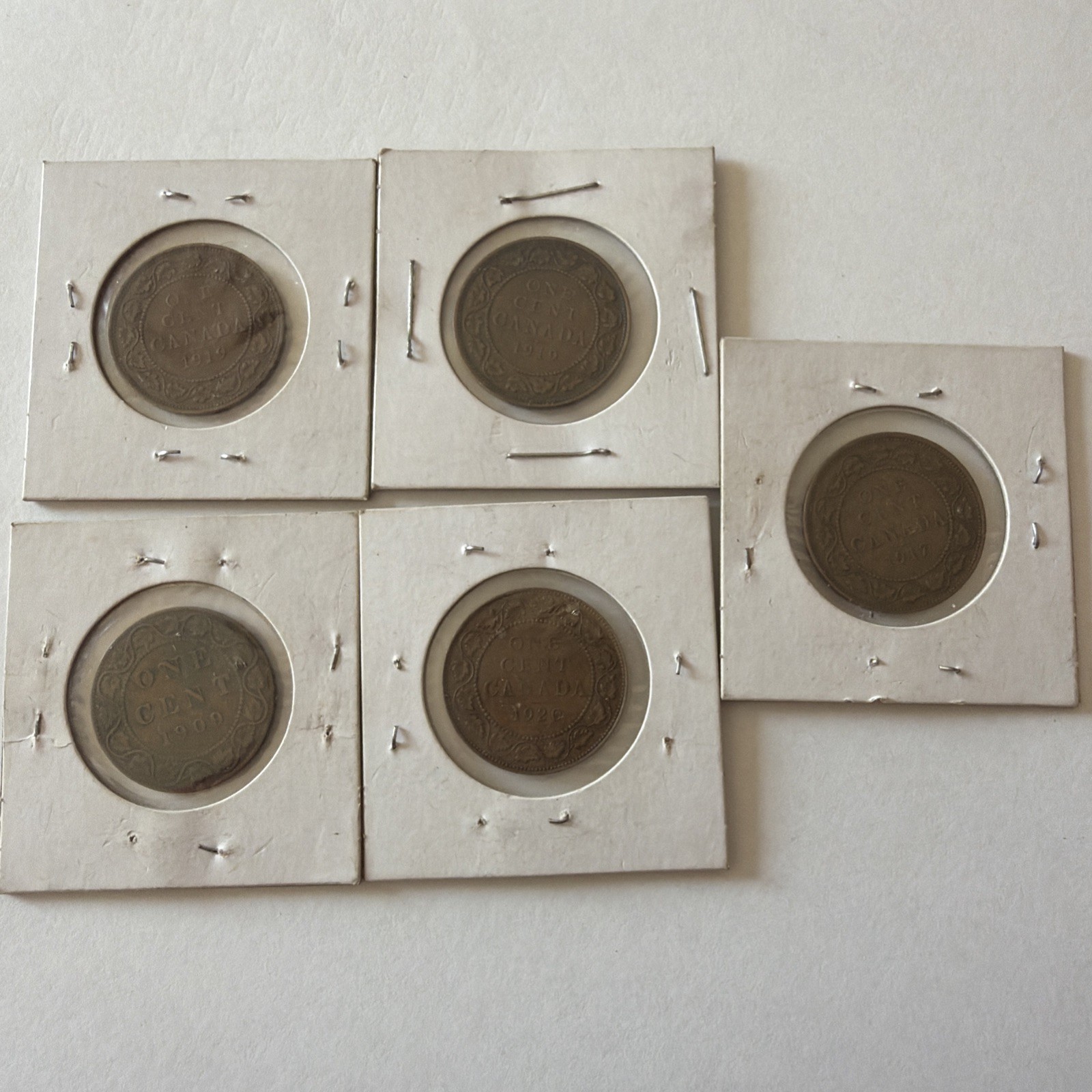 Vintage Canada Large Cent Coin Lot of 9 - Includes Scarce 1909, 1917, 1919, 1920