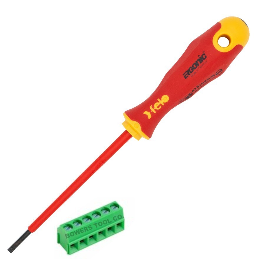 Felo Terminal Block Screwdriver 1/8in. Flat Insulated VDE 1000v Germany 53135