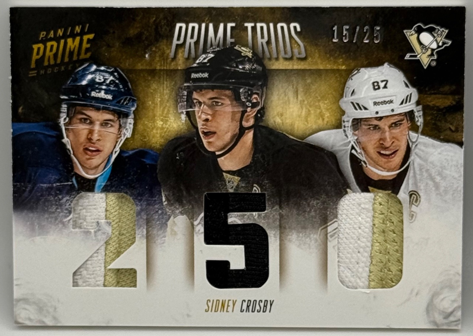 2013-14 PRIME TRIOS SIDNEY CROSBY PANINI PRIME JERSEYS TRIPLE PATCH /25 T-SC 2013-14 PRIME TRIOS SIDNEY CROSBY PANINI PRIME JERSEYS TRIPLE PATCH /25 T-SC