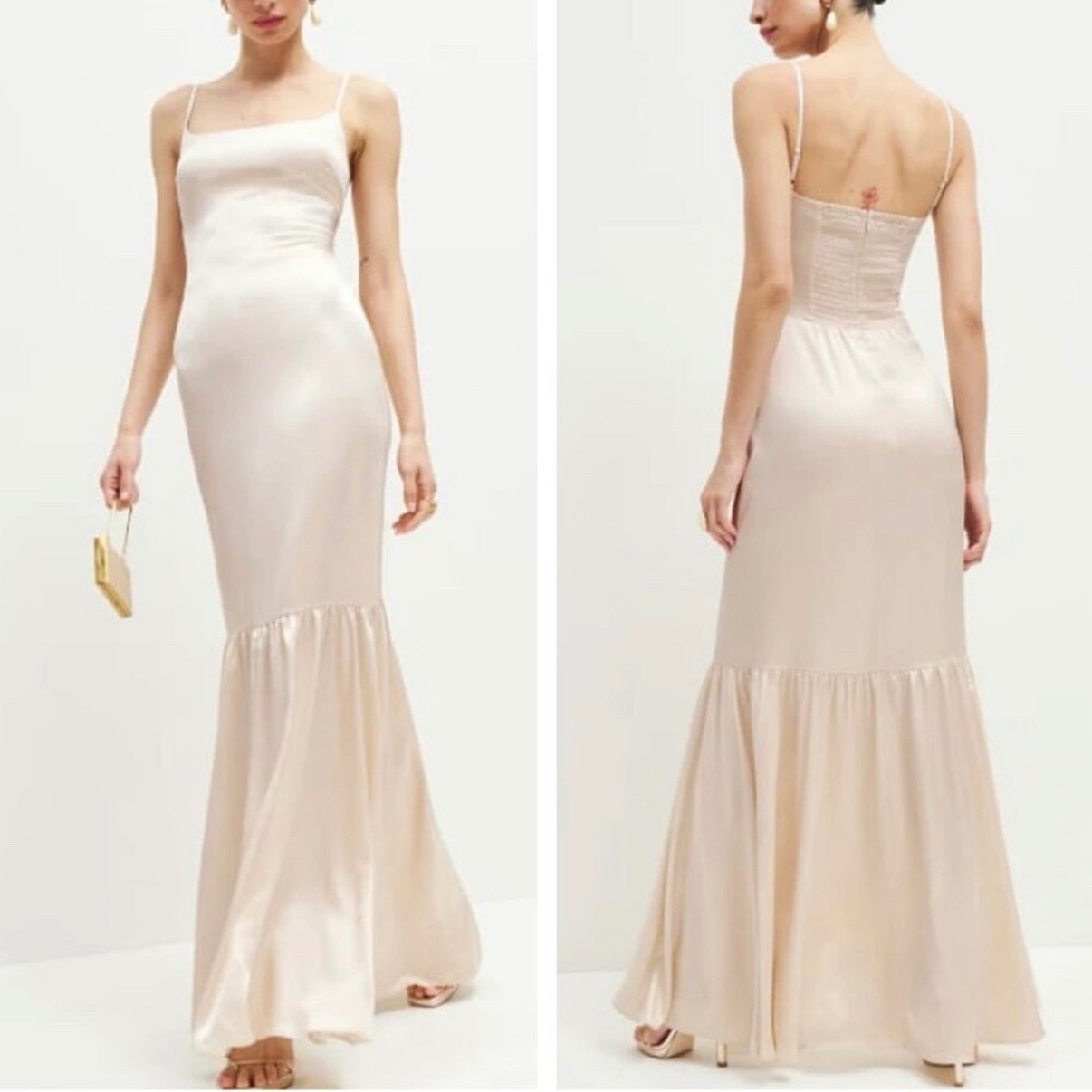 NWT Reformation Nasha Satin Tiered Maxi Slip Dress Grand Cru Formal Evening Sz 4