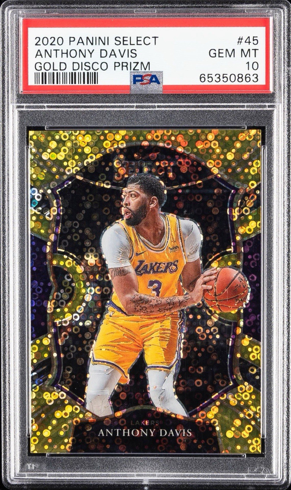 2020 Panini Select GOLD /10 Anthony Davis #45 Disco Prizm PSA 10 POP 1