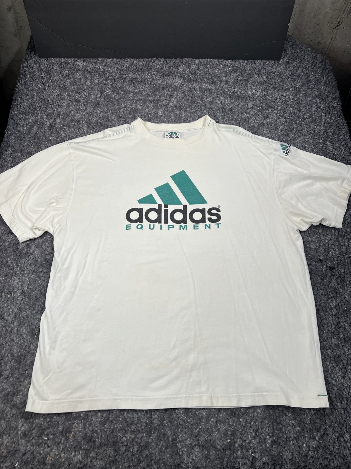 Vintage 90s Adidas Equipment EQT White Green Logo T-Shirt XL Vintage 90s Adidas Equipment EQT White Green Logo T-Shirt XL