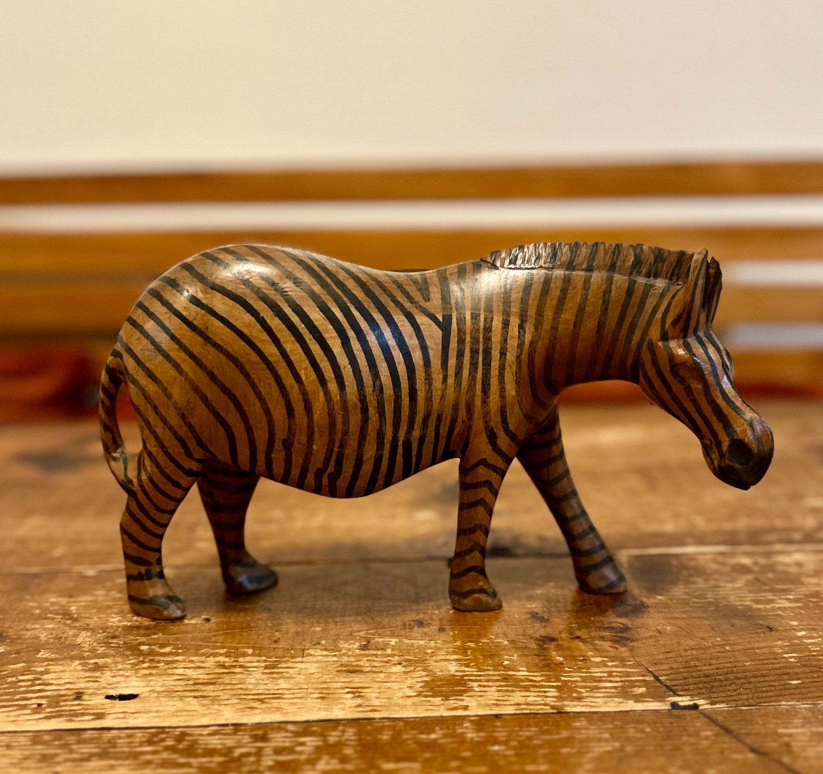 Vintage Hand-Carved Wooden Zebra – African Folk Art – 11 Vintage Hand-Carved Wooden Zebra – African Folk Art – 11