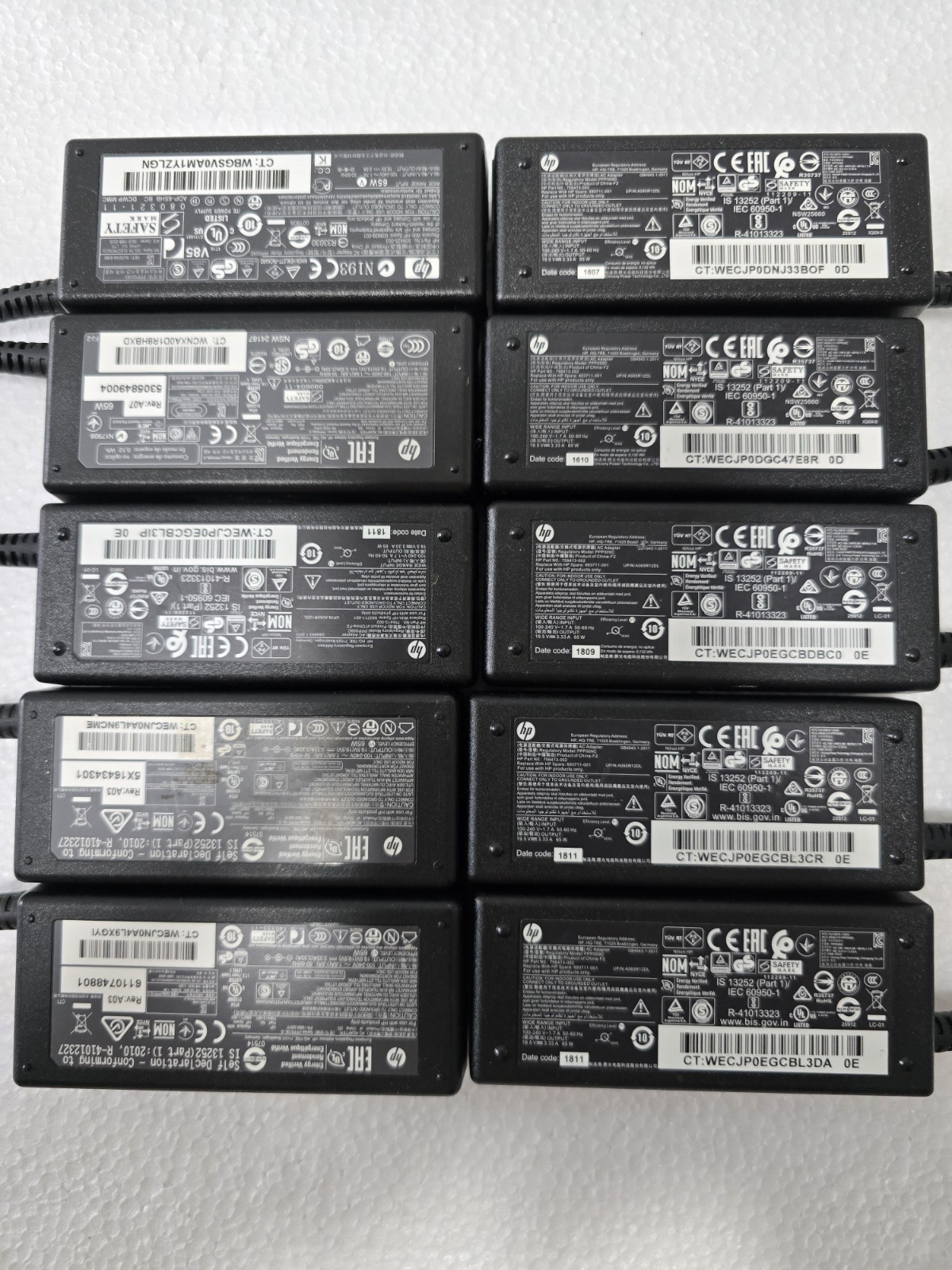 Lot of 10 HP Laptop AC Charger PPP009C 756413-002 693711-001 A065R12DL 65W 19V