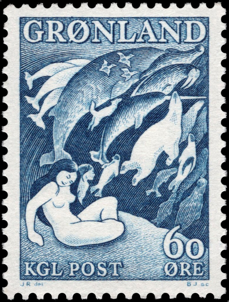 [OOS] Greenland #Mi39a MH 1957 Sedna Sea MotherBearWhaleSealDolphin[Dk Blue][43]