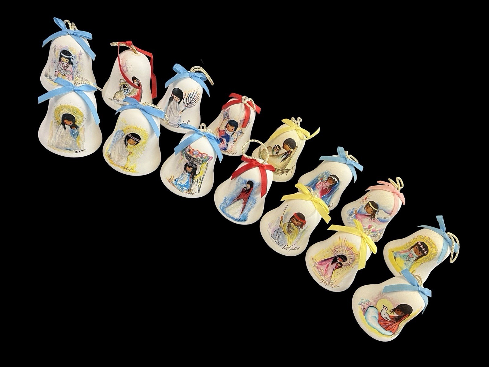 De Grazia Bells Set 1983-1998 Pottery Annual Hanging Vintage Ornaments LOT 15