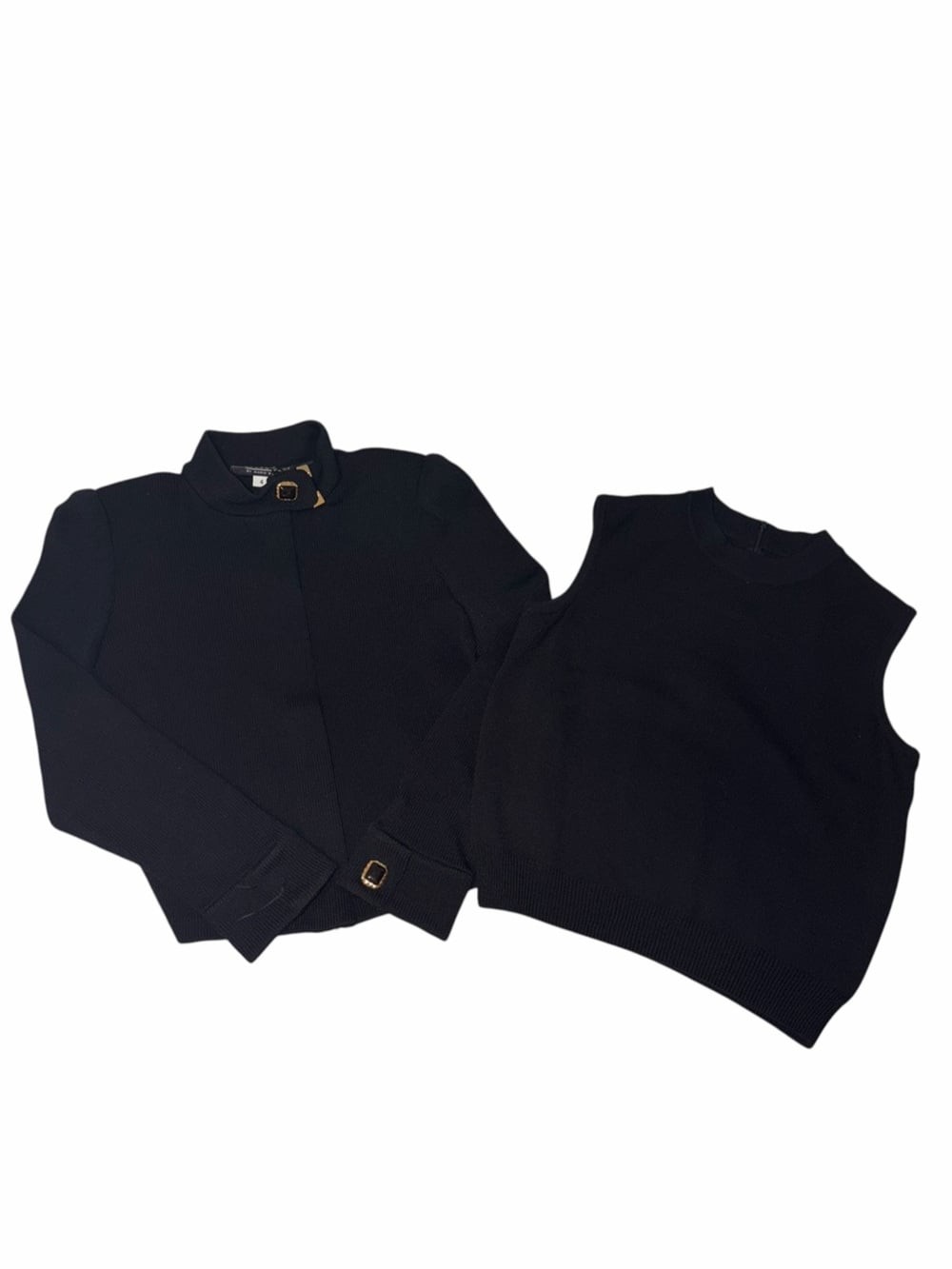 St. John Collection Black Santana Knit Mockneck Jacket Shell Set Small 4 Capsule