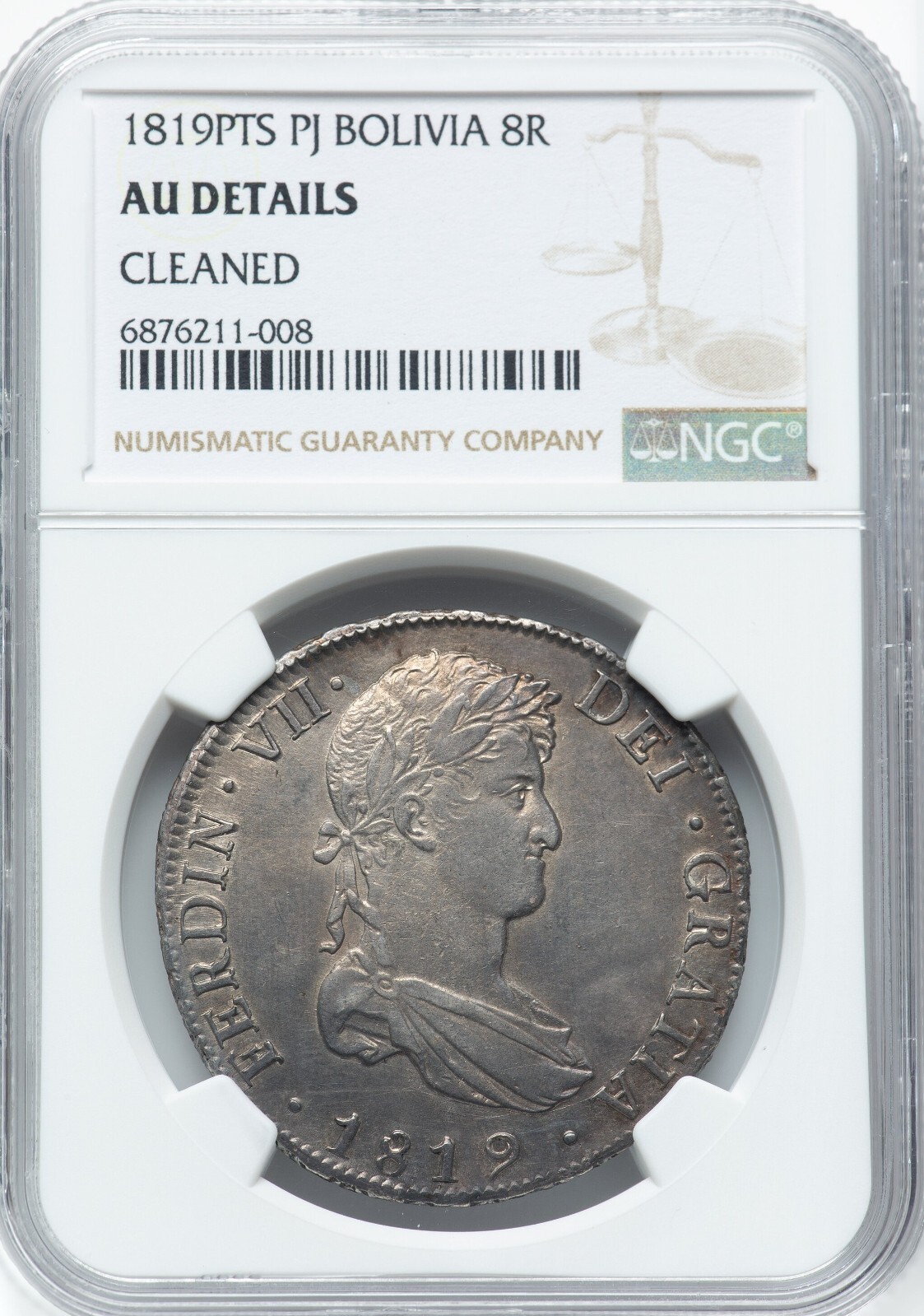 Bolivia - 1819 PTS-PJ Ferdinand VII - 8 Reales - NGC AU Details - LOOKS ORIGINAL Bolivia - 1819 PTS-PJ Ferdinand VII - 8 Reales - NGC AU Details - LOOKS ORIGINAL