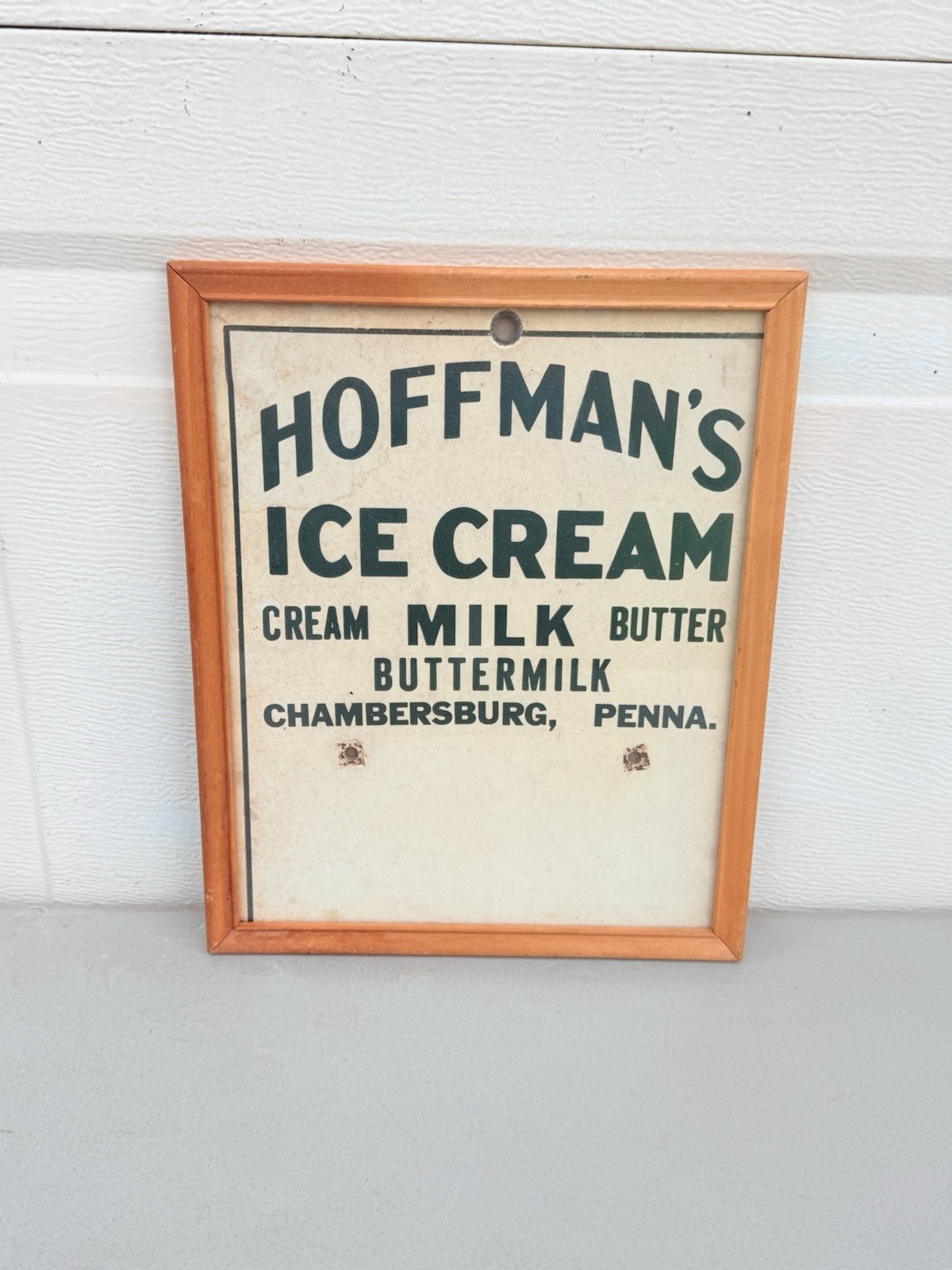 Vintage Hoffman's Ice Cream Chambersburg Pennsylvania Cardboard Advertising Sign Vintage Hoffman's Ice Cream Chambersburg Pennsylvania Cardboard Advertising Sign