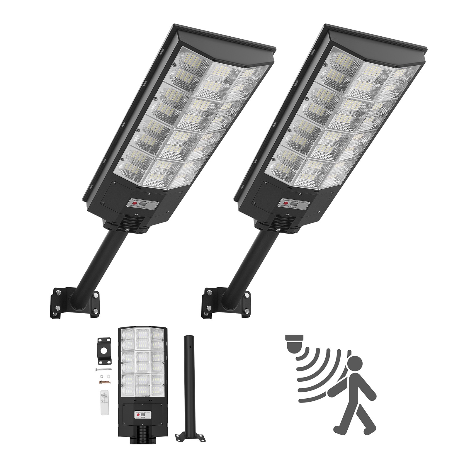 VEVOR 8000W Solar Street Lights Outdoor 450000LM LED Lights Dusk to Dawn 2 Pack