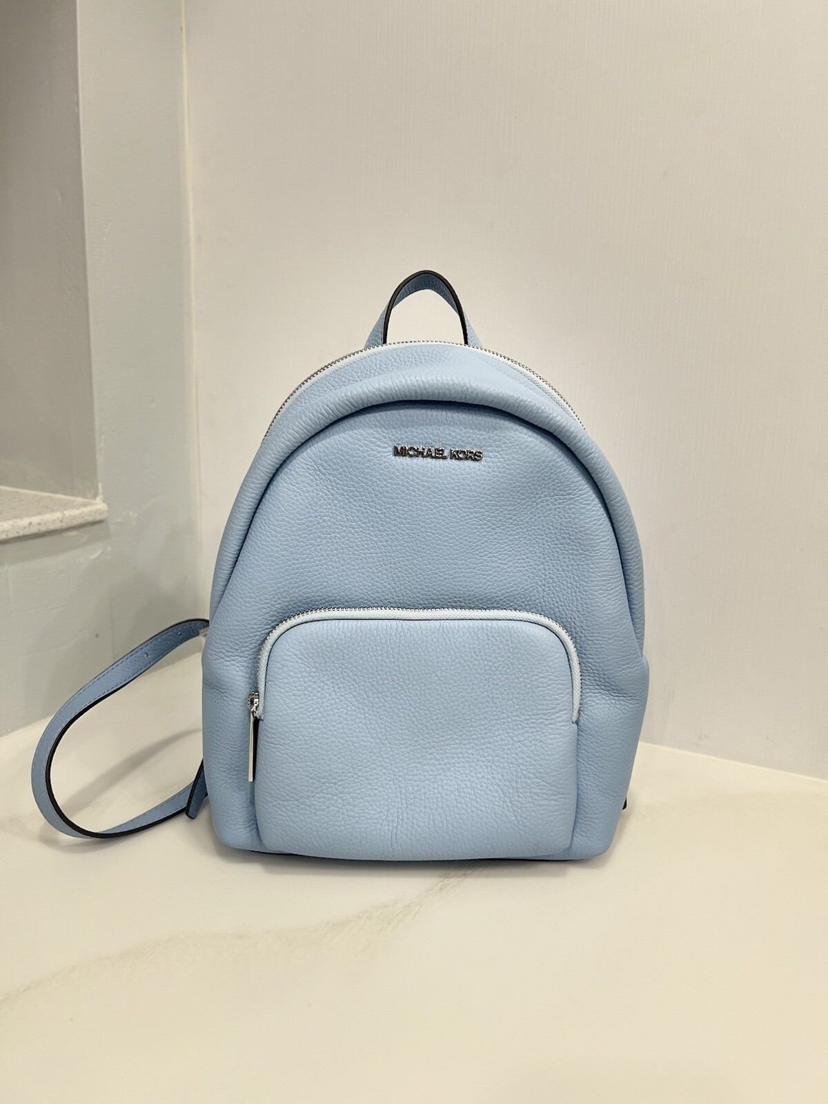 Michael Kors Jaycee Medium Logo Jacquard Backpack Vista Blue New Sealed Michael Kors Jaycee Medium Logo Jacquard Backpack Vista Blue New Sealed