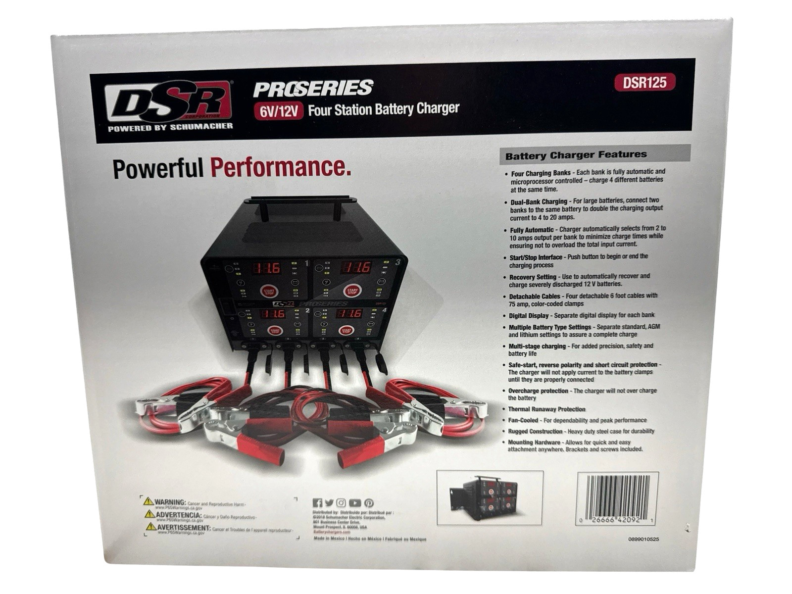 Schumacher ProSeries 6v/12v 4-Bank Automatic Battery Charging Station DSR125 New Schumacher ProSeries 6v/12v 4-Bank Automatic Battery Charging Station DSR125 New