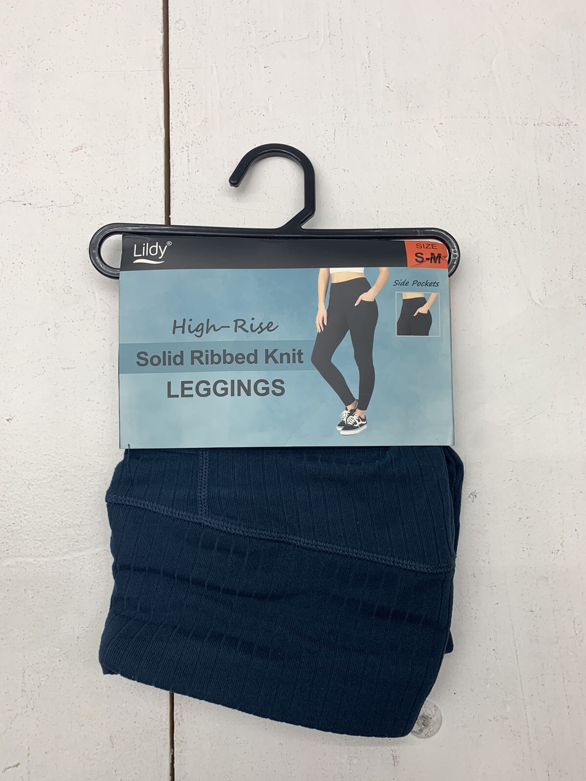 NEW Lildy High-Rise Solid Ribbed Knit Teal Leggings Size S-M Stretch Pockets NEW Lildy High-Rise Solid Ribbed Knit Teal Leggings Size S-M Stretch Pockets