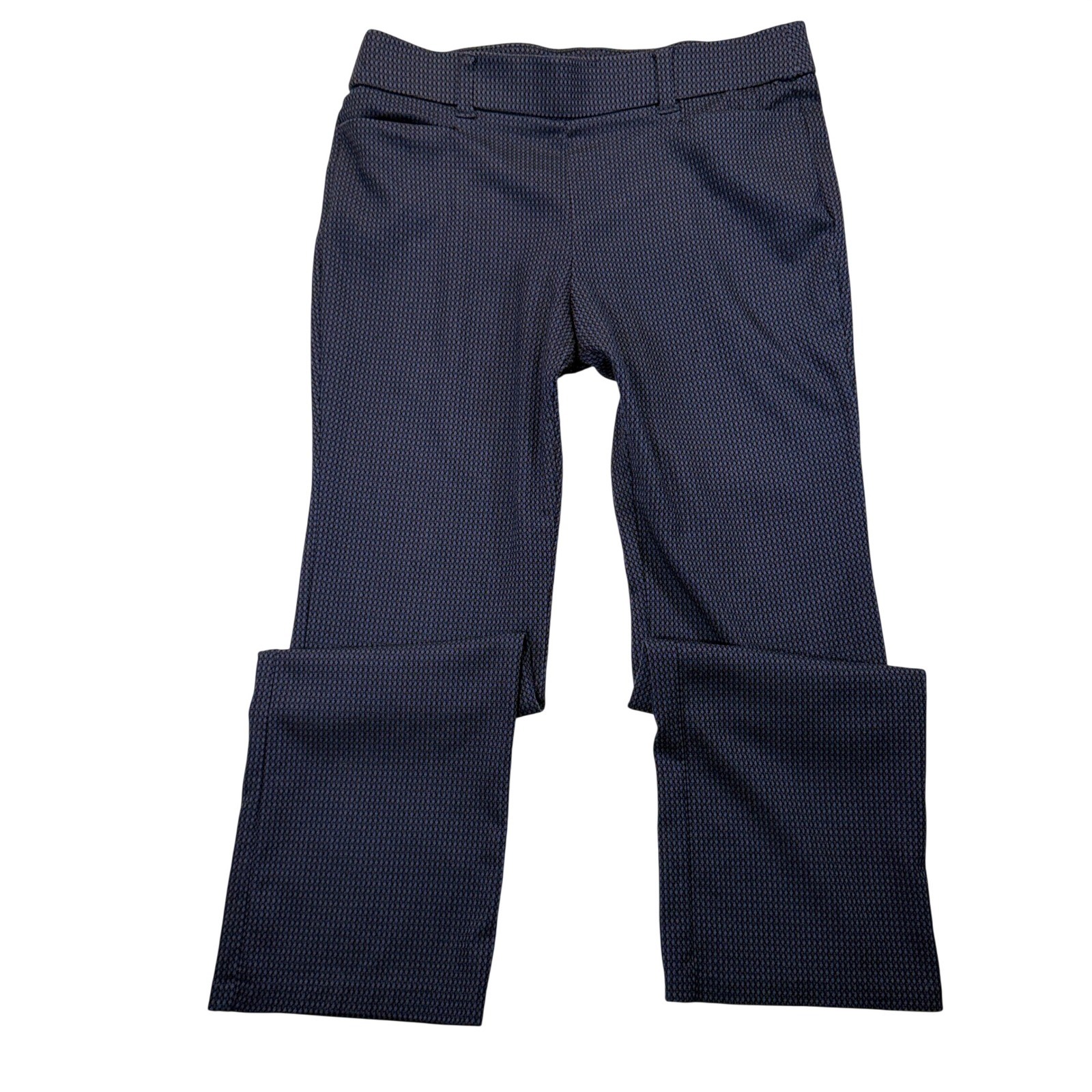 Maurices Dress Pants Womens L Regular Navy Blue Diamond Stretch Straight Leg