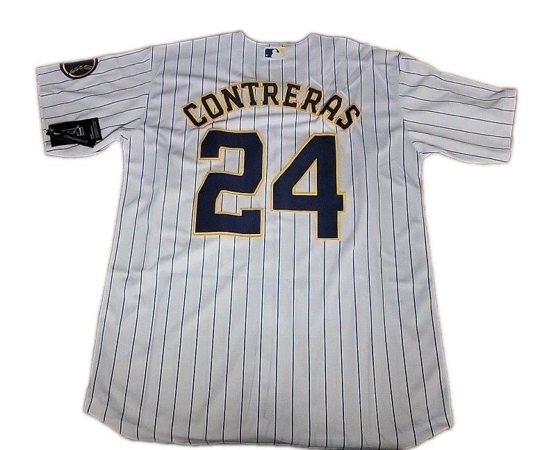 NWT Milwaukee Brewers - William Contreras #24 White Cool Base Stitched SZ 2XL NWT Milwaukee Brewers - William Contreras #24 White Cool Base Stitched SZ 2XL