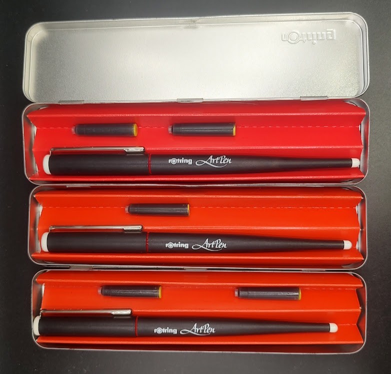 rOtring Calligraphy Artpen - Lot of 3 - Size 1.1 - Size 1.5 & Size 2.3 rOtring Calligraphy Artpen - Lot of 3 - Size 1.1 - Size 1.5 & Size 2.3
