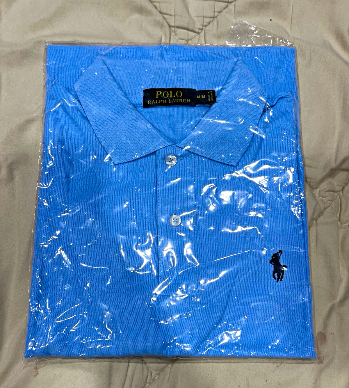 Polo Ralph Lauren Men\'s Blue M Short Sleeve Solid Polo Embroidered Logo Knit