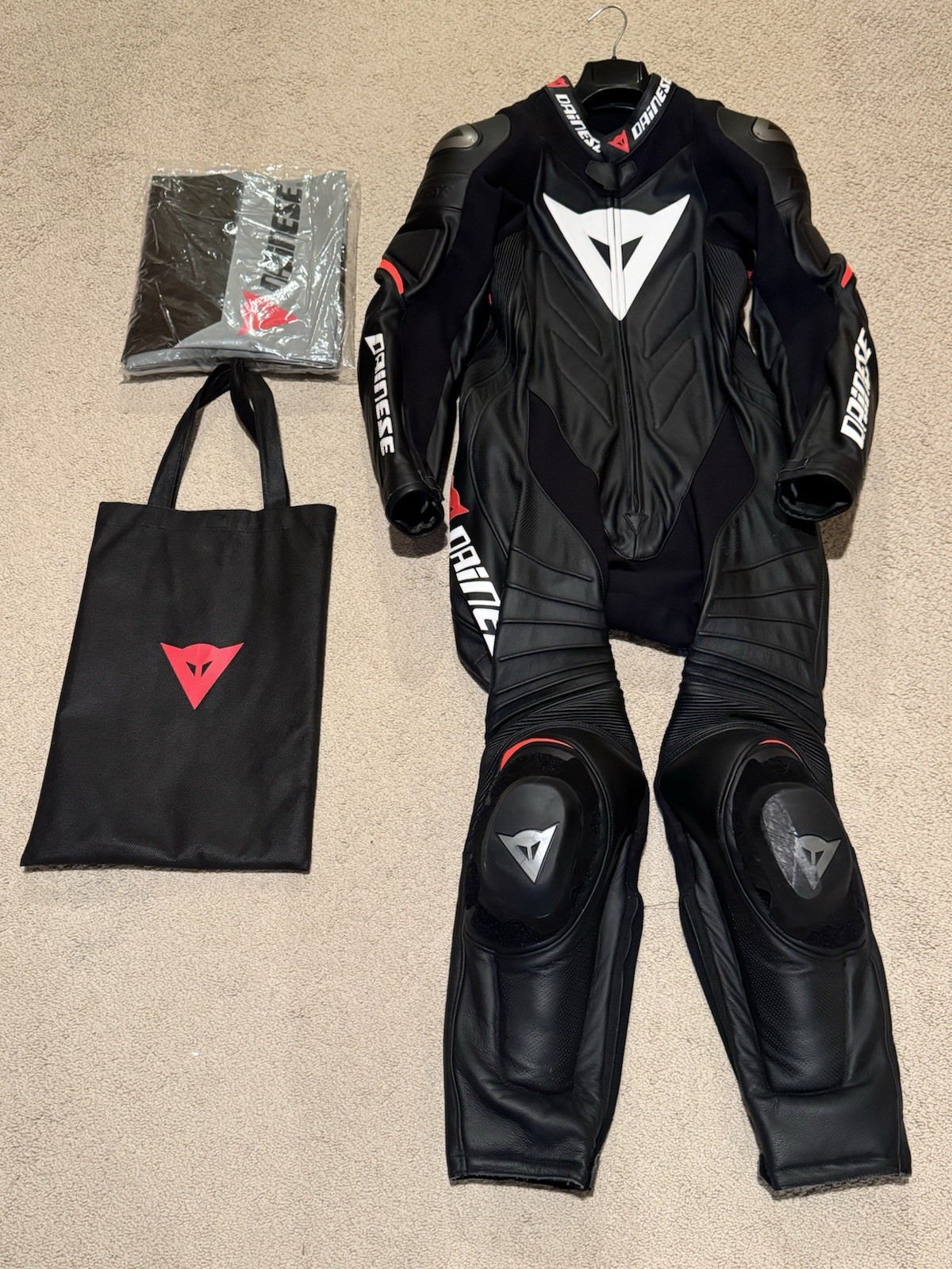 Dainese Laguna Seca Evo P. One Piece Racing Suit Black And White/Red Size 50
