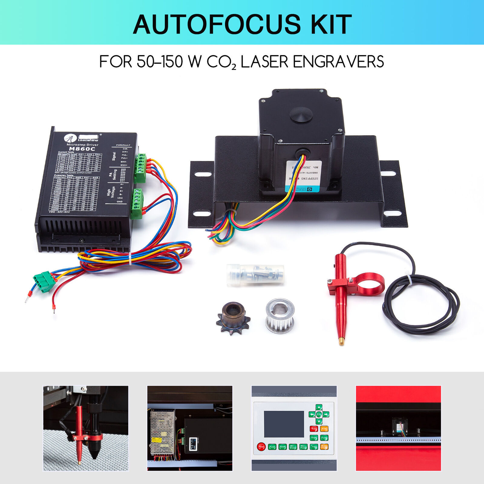 OMTech Autofocus Kit for 50W 60W 80W 100W CO2 Laser Engraver Motorized Workbed