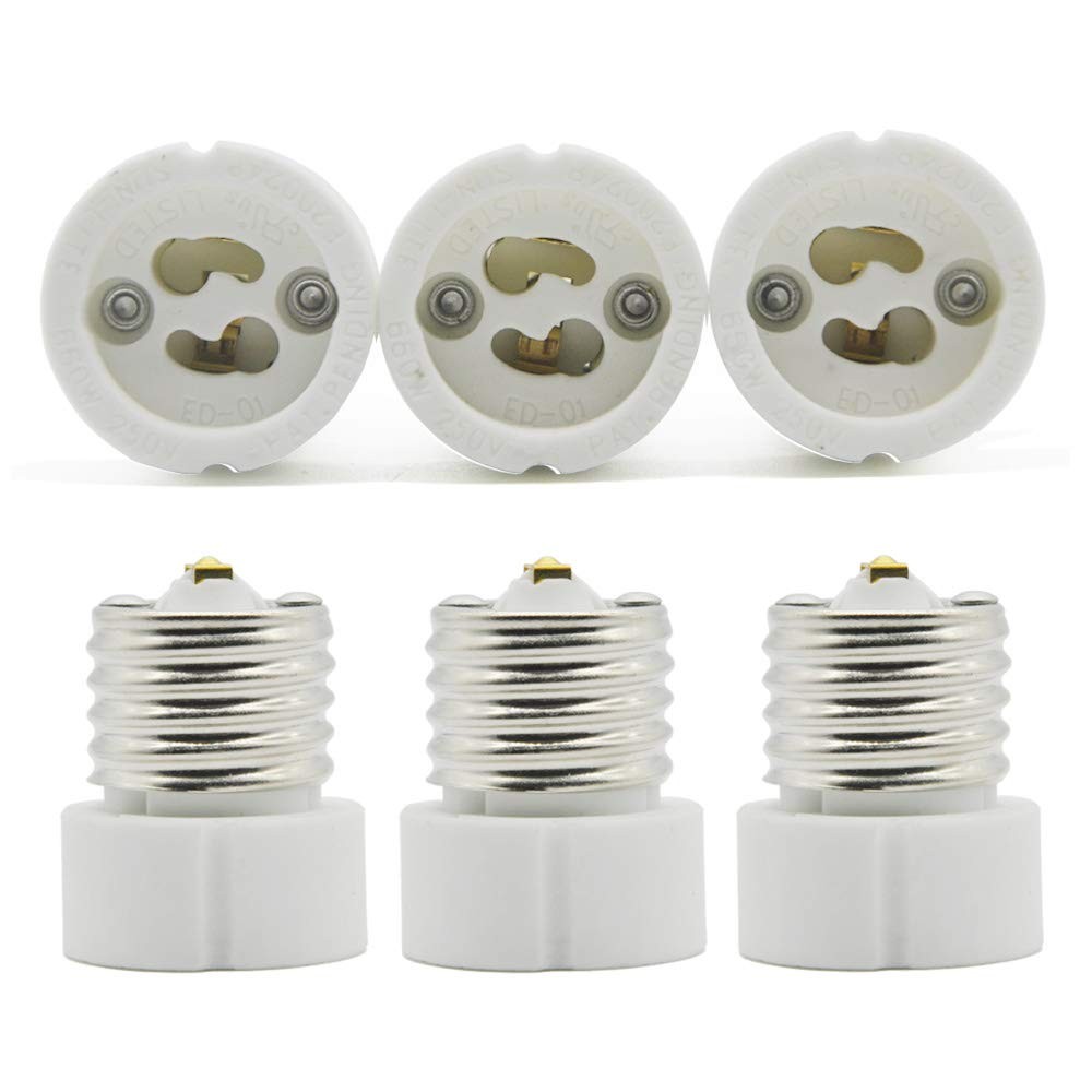 E26 E27 Edison Screw Socket to GU10 Bayonet Base Adapter,GU10 6 Pack, White E26 E27 Edison Screw Socket to GU10 Bayonet Base Adapter,GU10 6 Pack, White