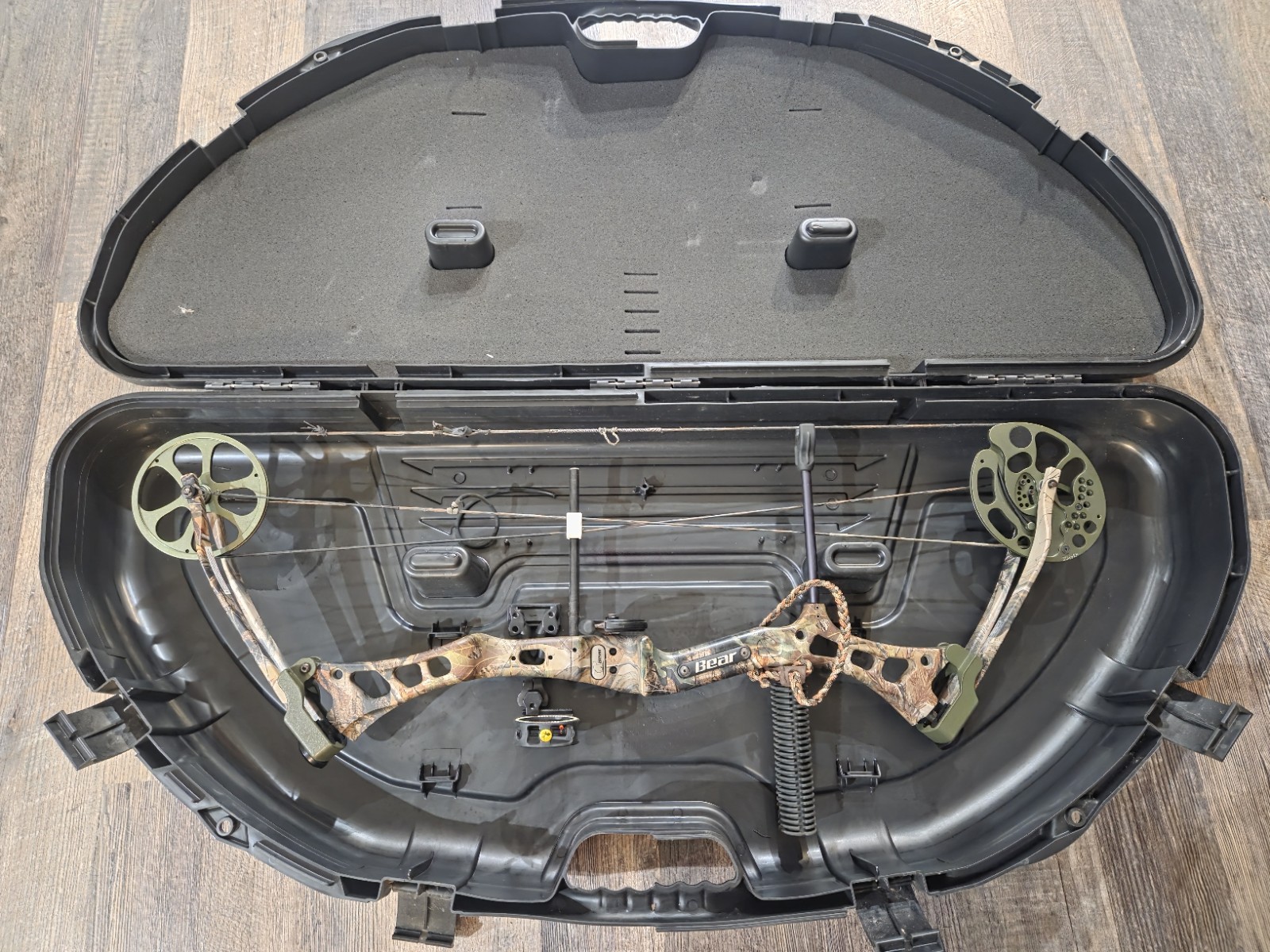 Bear Encounter Camo Right-Handed Compound Bow.