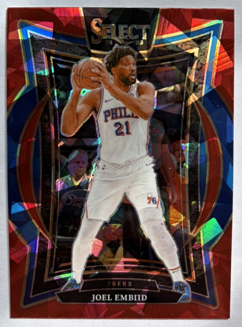 2024-25 Panini Select - Concourse Joel Embiid #6 Red Cracked Ice Prizm