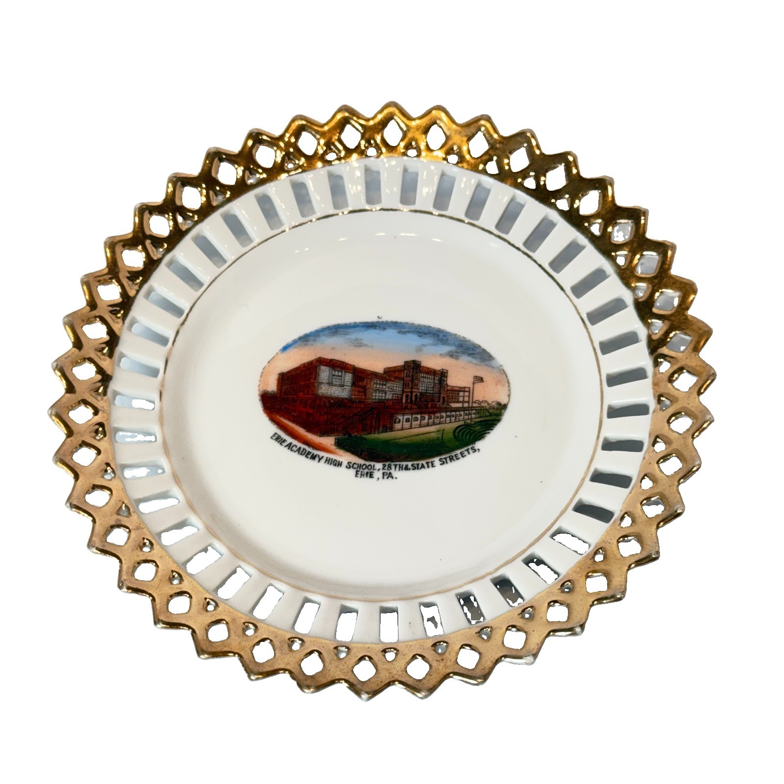 ERIE Pennsylvania PA Antique ERIE ACADEMY HIGH SCHOOL Germany Souvenir PLATE