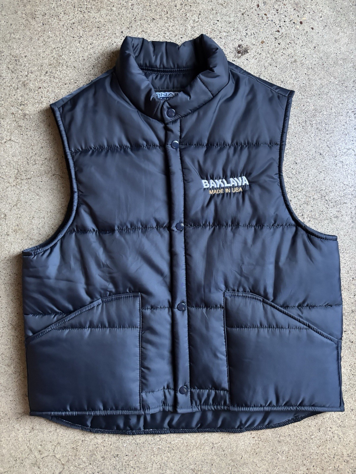 Action Bronson BAKLAVA Navy Snap Button Vest Jacket Size Medium Made In USA