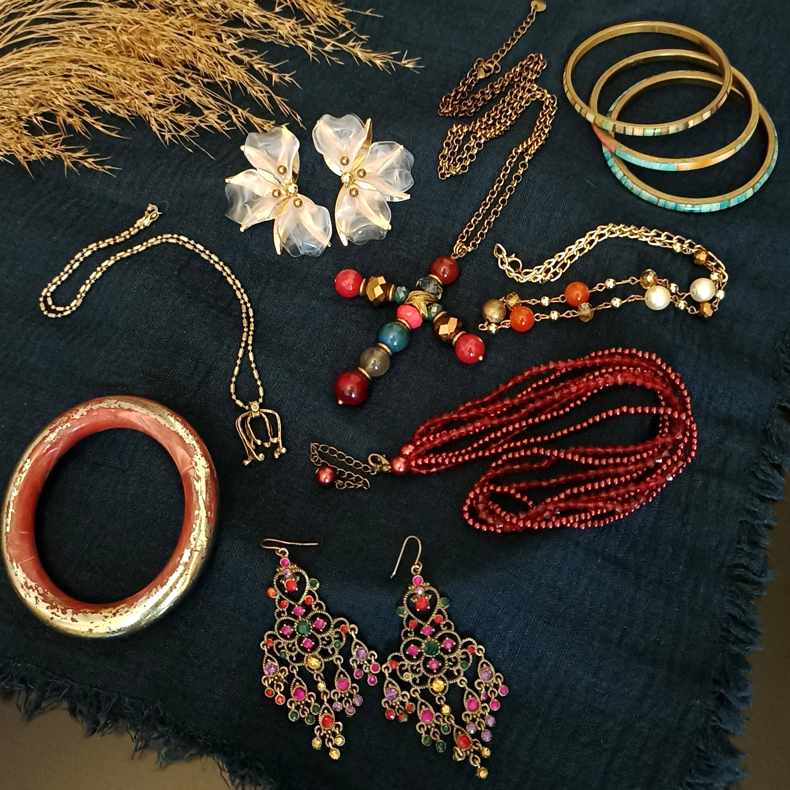 10 Piece Costume Jewelry Lot Vintage Modern Set Necklace Bracelet Earrings DDP