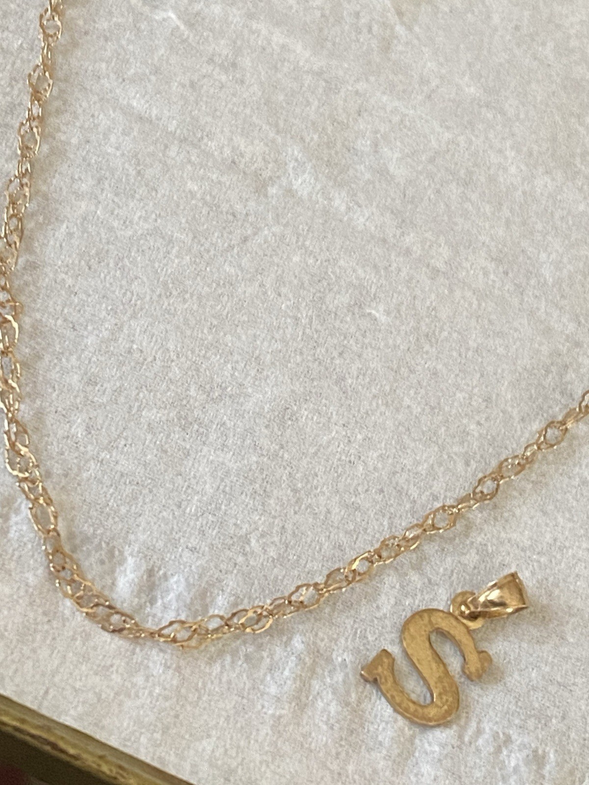 Vintage Aurafin Chain Necklace 14k YG Italy & S- Pendant DZ14k 2.81 Grams WEAR