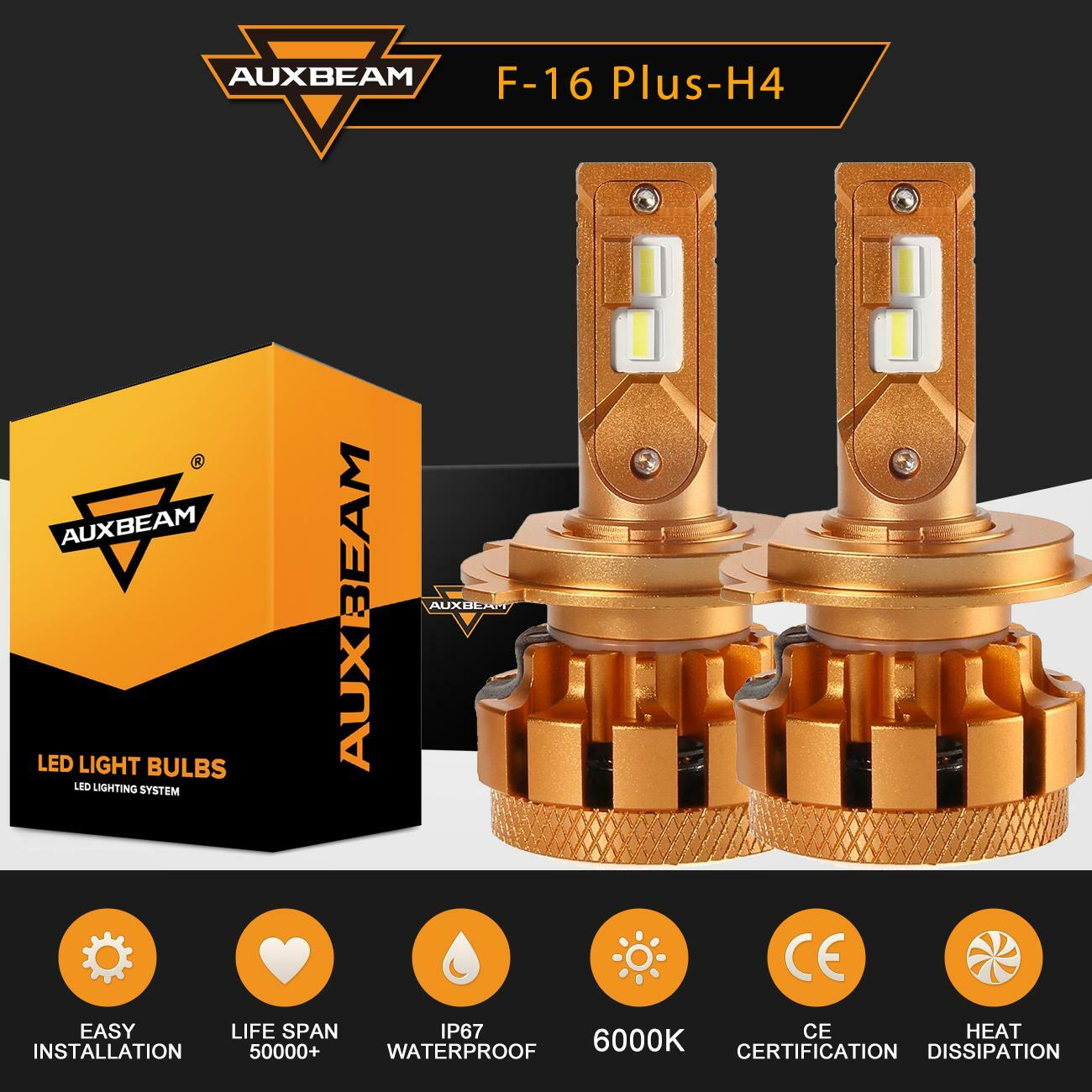 Auxbeam F-16 Plus H4 9003 LED Headlight Conversion Kit 6000K Hi/Lo Canbus Bulbs