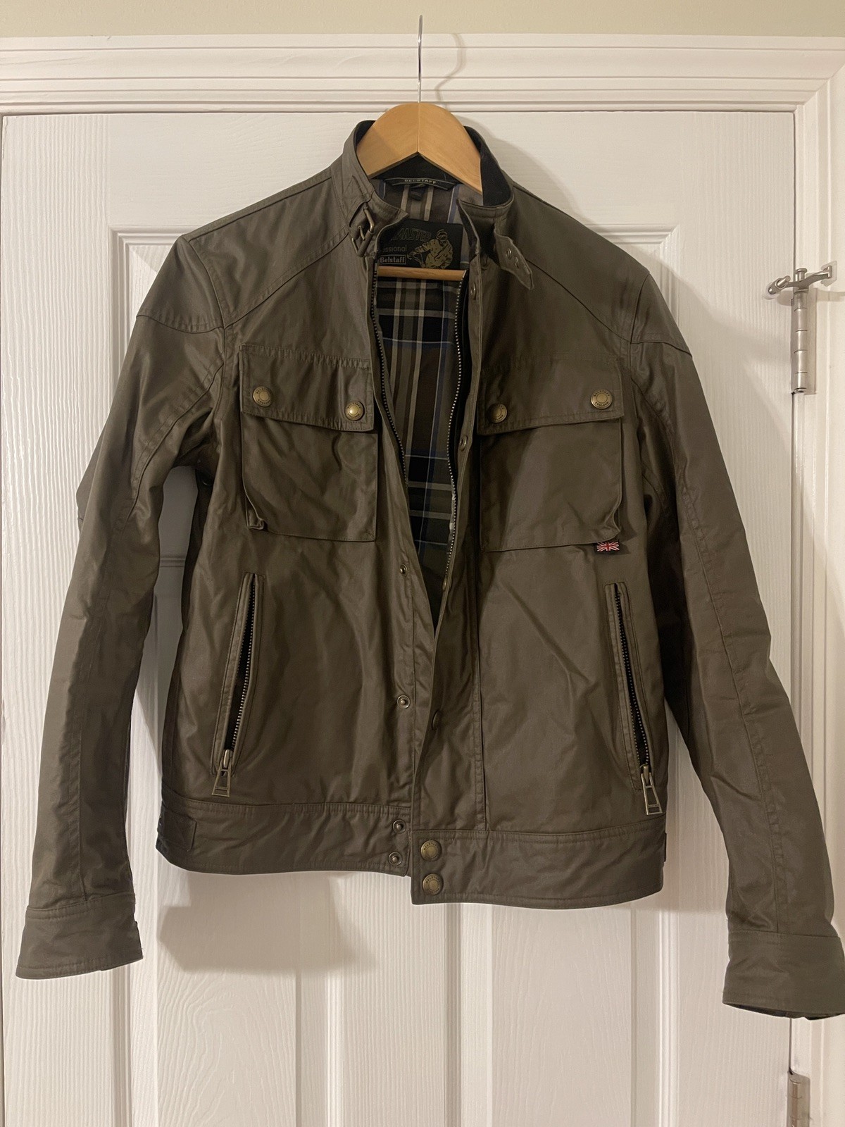 36/46 Small Belstaff Dark Olive Green Waxed Cotton Jacket Men Racemaster Current