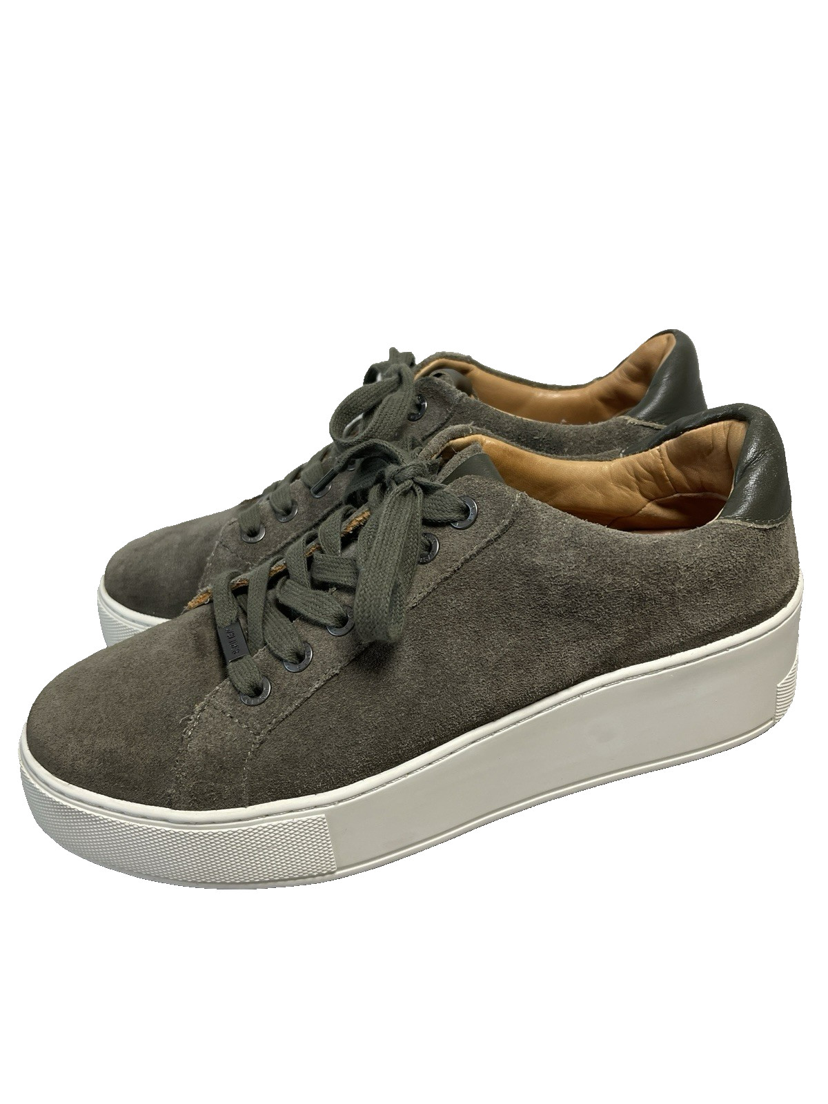 J Slides NYC Women\'s Suede Platform Lace Up Sneakers 8.5 M Army Green