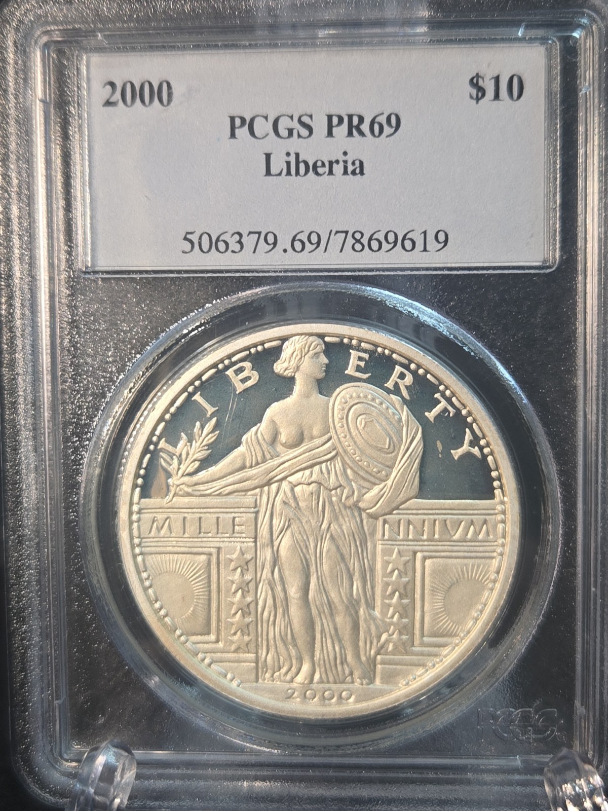 2000 Liberia $10 Silver Proof Standing Liberty PCGS PR69 ONLY 5000 MINTED LowPop