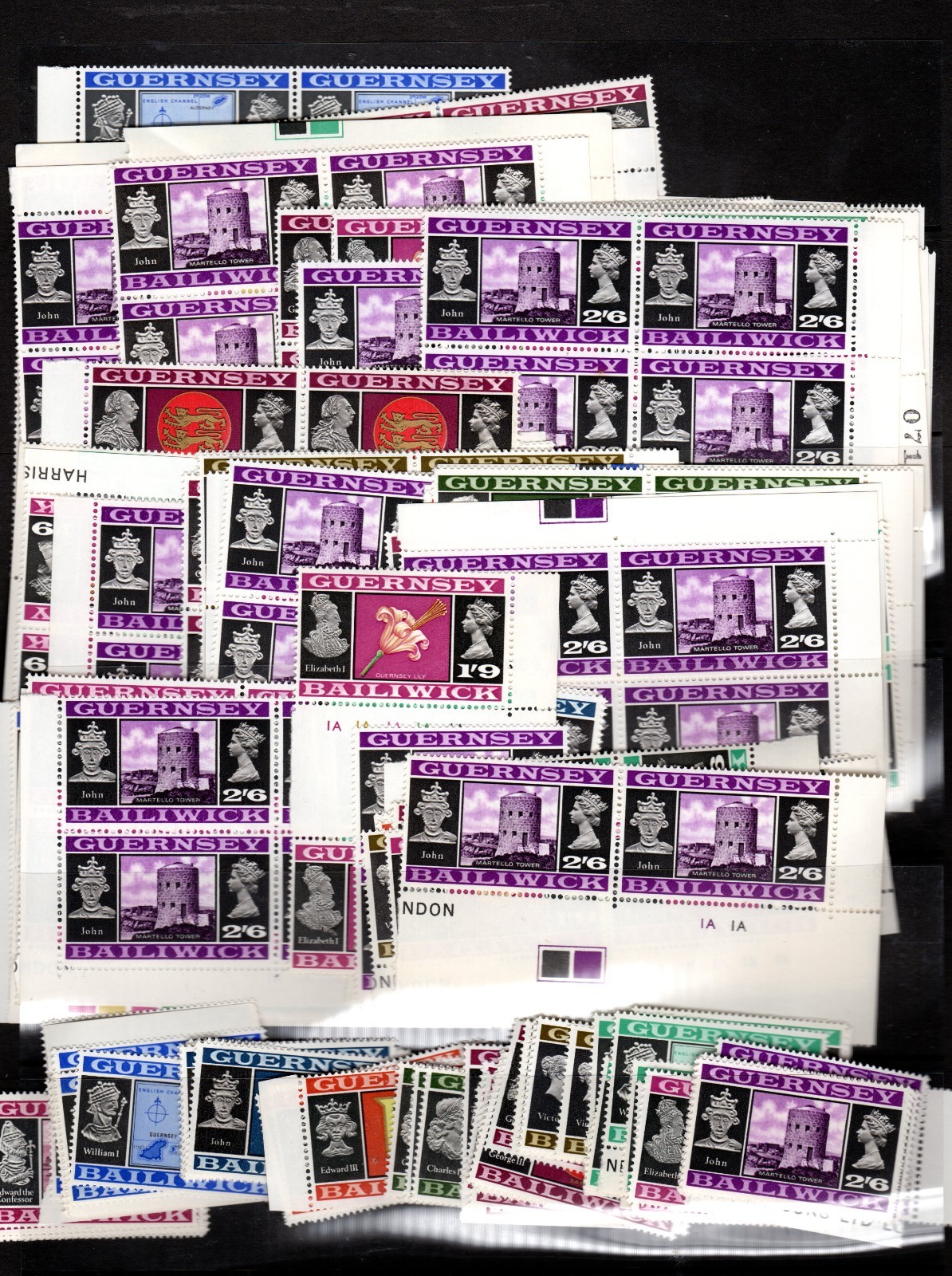 GUERNSEY 1969 DEFINITIVE 1/2d - 2/6d - THIN VALUE - 50 FULL SETS