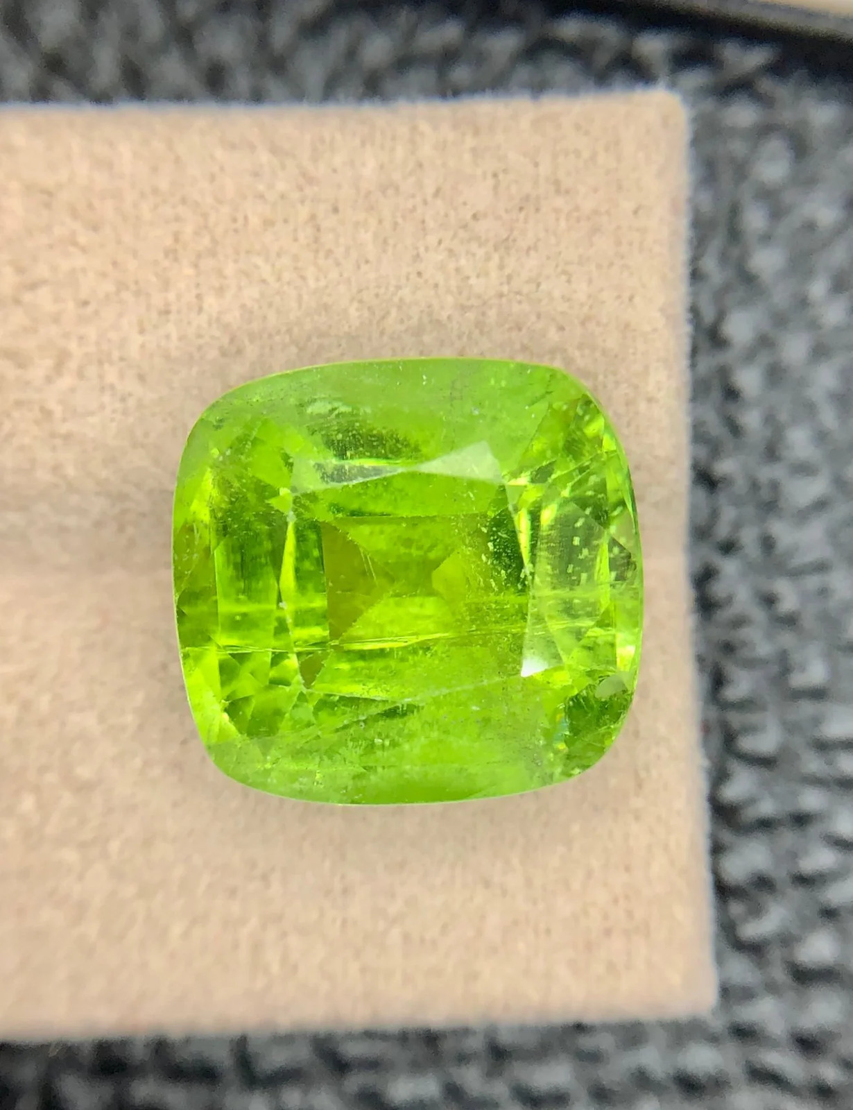 19.96 ct Natural Peridot – Massive Cushion Cut Evening Emerald – ICA Certified