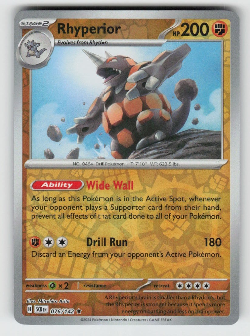 Reverse Holo Rhyperior 76/142 Rare Stellar Crown Near Mint