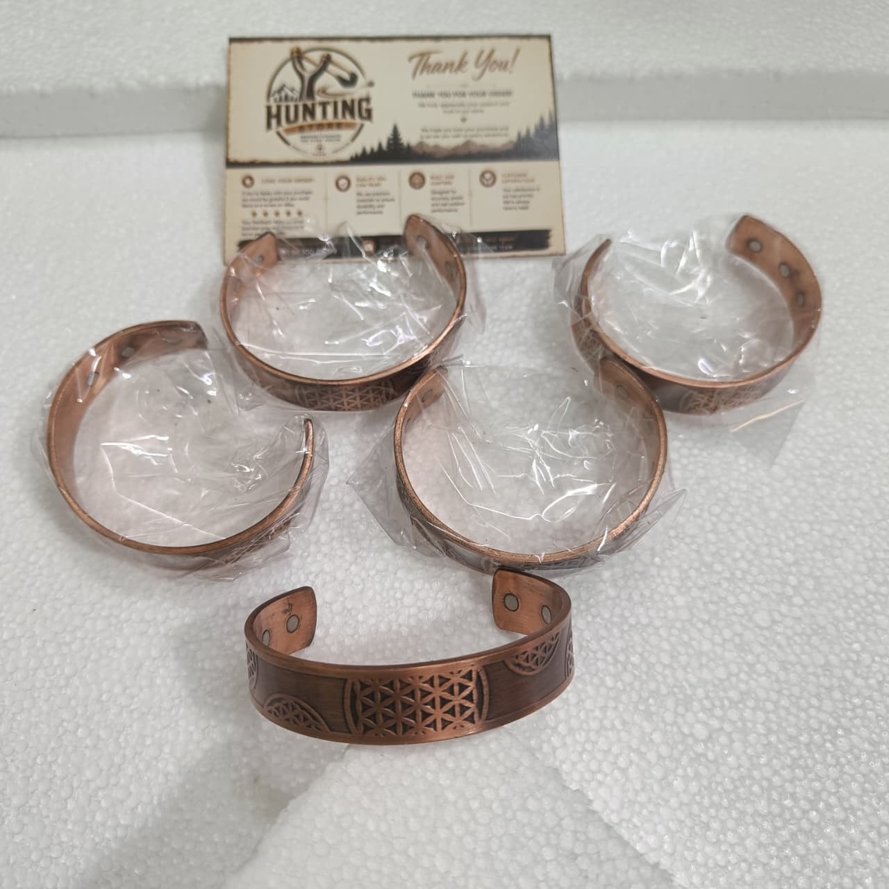 5pcs Pure Copper Antique Magnetic Cuff Bracelets Engraved Handmade Unisex Lot