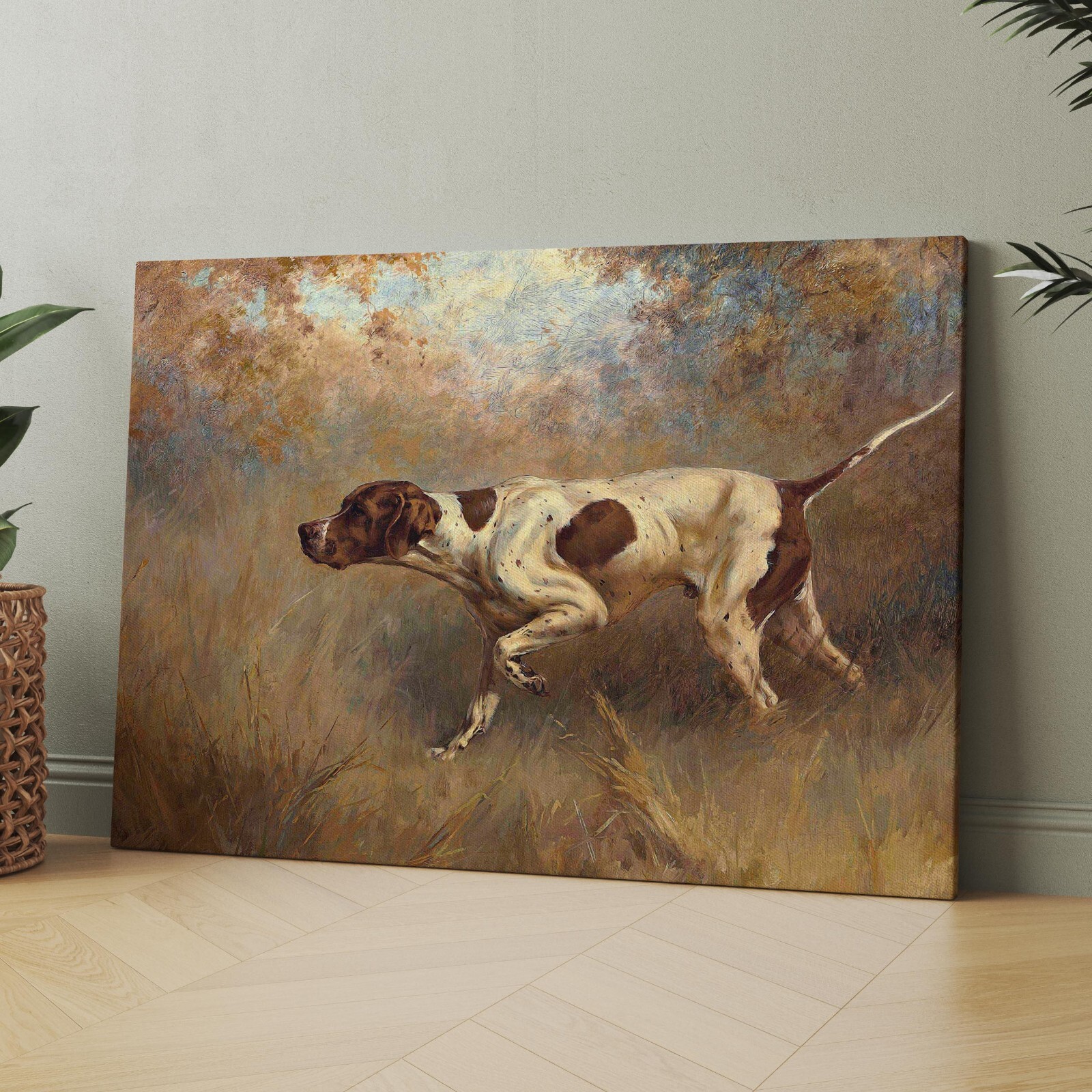 On Point - English Pointer Dog Victorian Hunting Dogs 1800 Canvas Wall Art Print