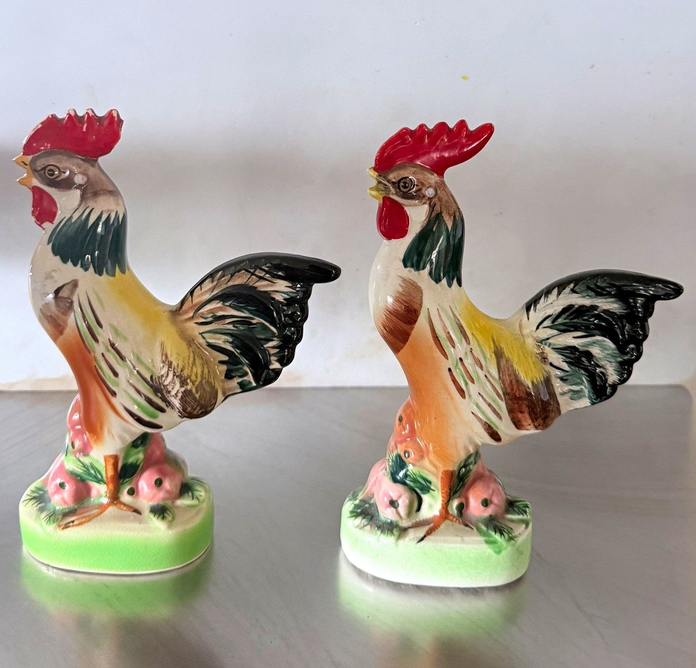 1950s Vintage Ceramic Roosters