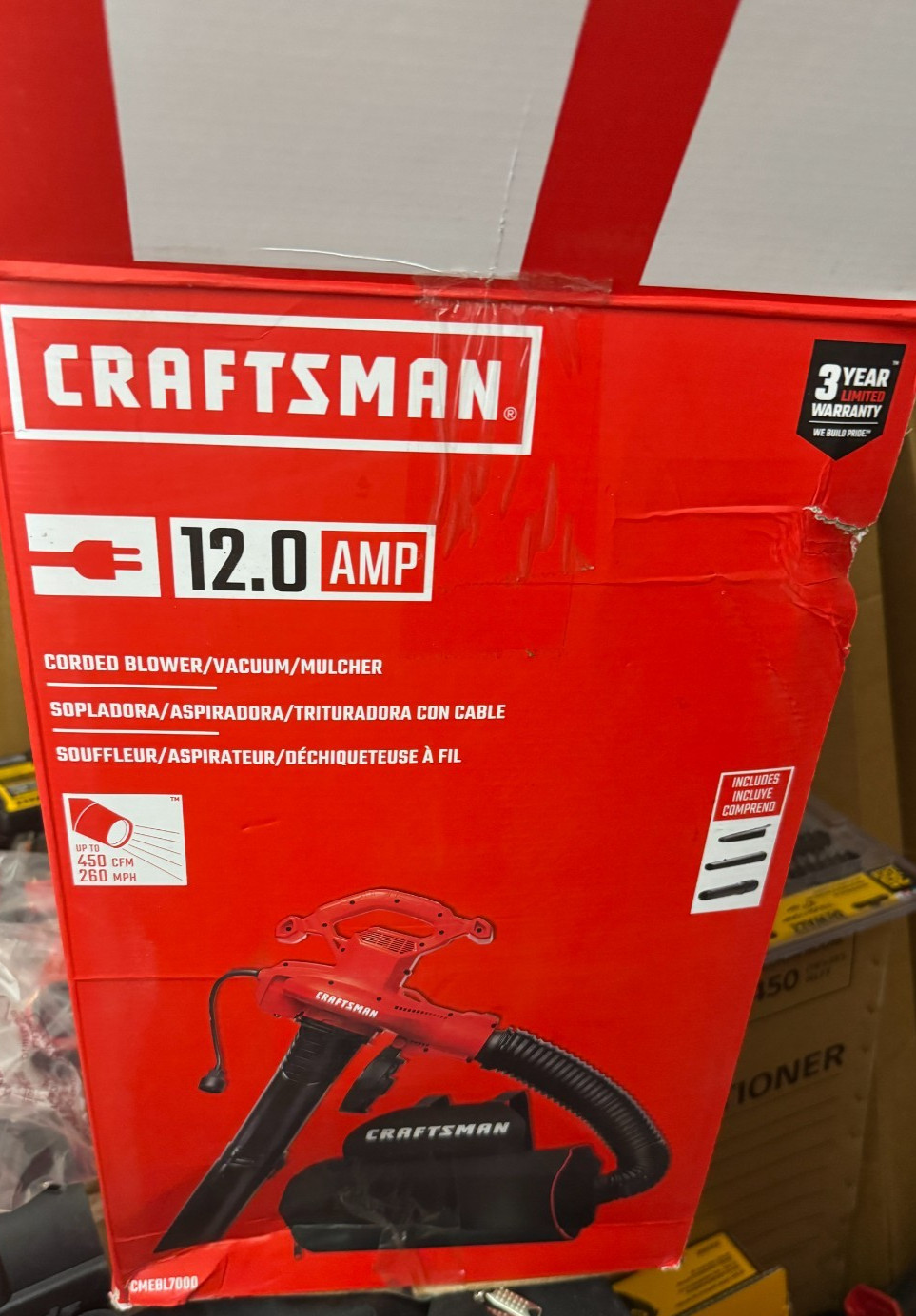 CRAFTSMAN 450-CFM 260-MPH Corded Electric Backpack Leaf Blower