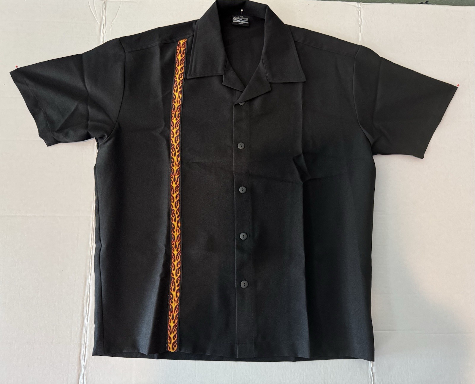 VTG Steady Customs USA Men’s Black w/flames Medium Racing Bowling Shirt