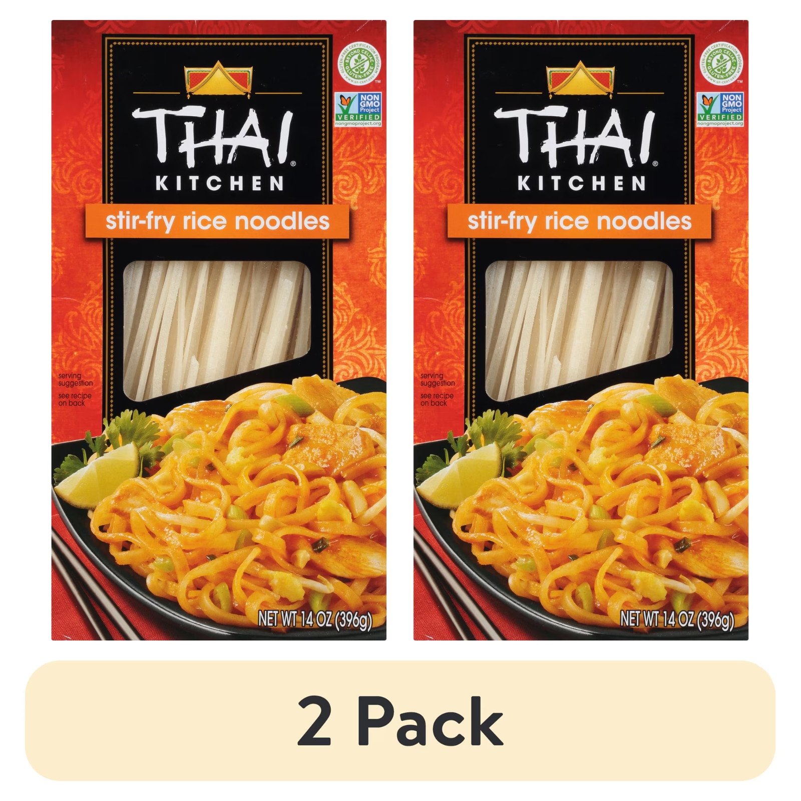 (2 Pack) Thai Kitchen Gluten Free Stir Fry Rice Noodles 14 oz Boxes