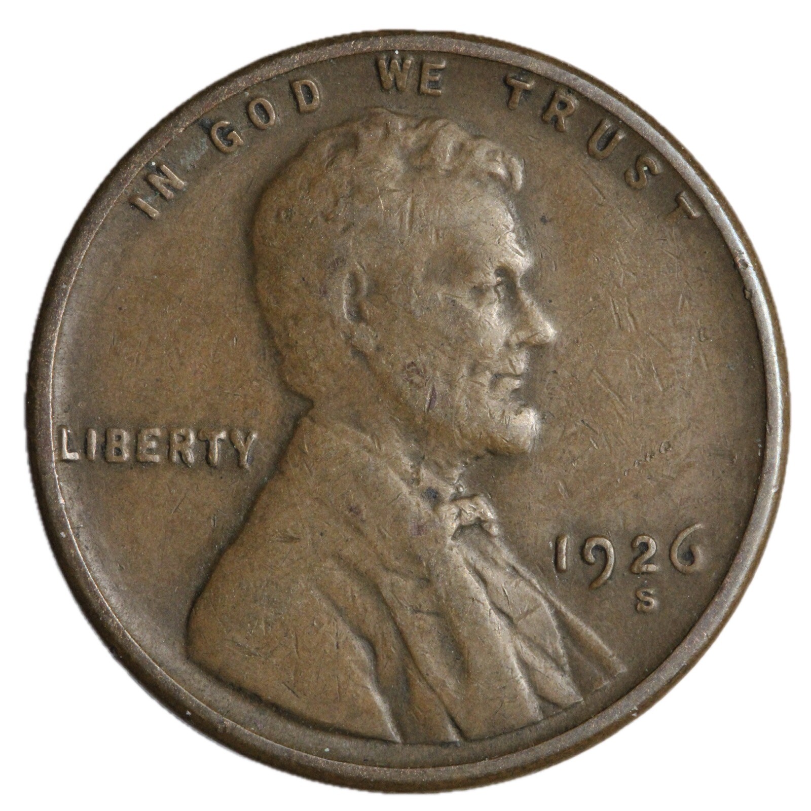 1926-S Lincoln Wheat Cent Penny F/VF Complete Your Album = 1926-S Lincoln Wheat Cent Penny F/VF Complete Your Album =