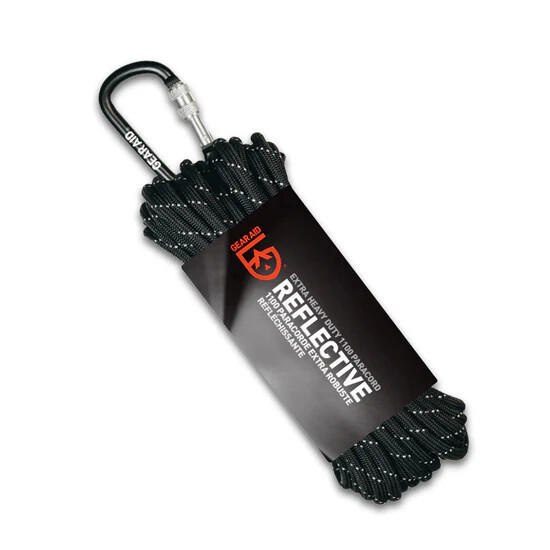 Gear Aid Extra Heavy Duty 1100 Paracord with Carabiner - Black/Reflective