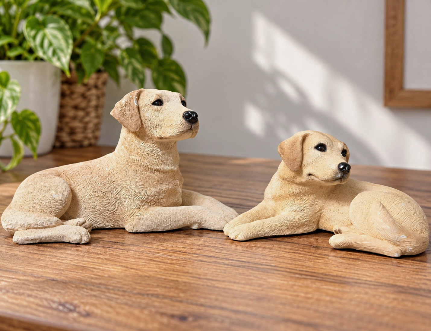 Vtg Sandicast Yellow Labrador Sculptures Lot of 2 Signed Sandra Brue 1984 & 1991